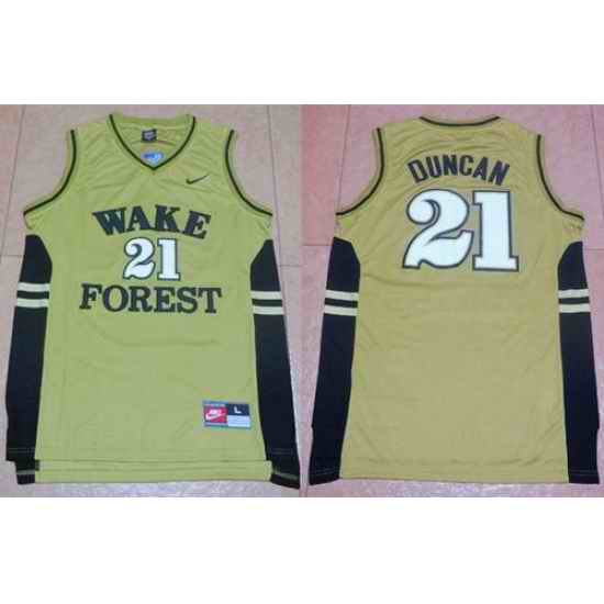 Demon Deacons #21 Tim Duncan Gold Basketball Stitched NCAA Jersey